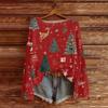 Women's Round Neck Lightweight Sweater Casual Long Sleeve Christmas Print Knit Pullover.