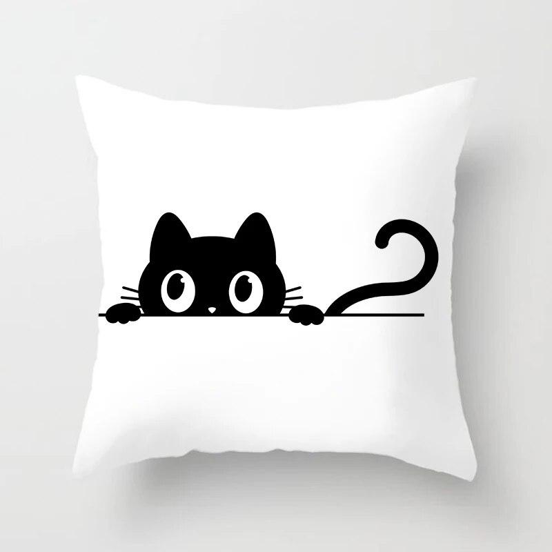 Skull Cat Black  Home Decor Cushion Cover Naughty  Sofa Car Decoration 45x45cm Pillowcase Square Polyester