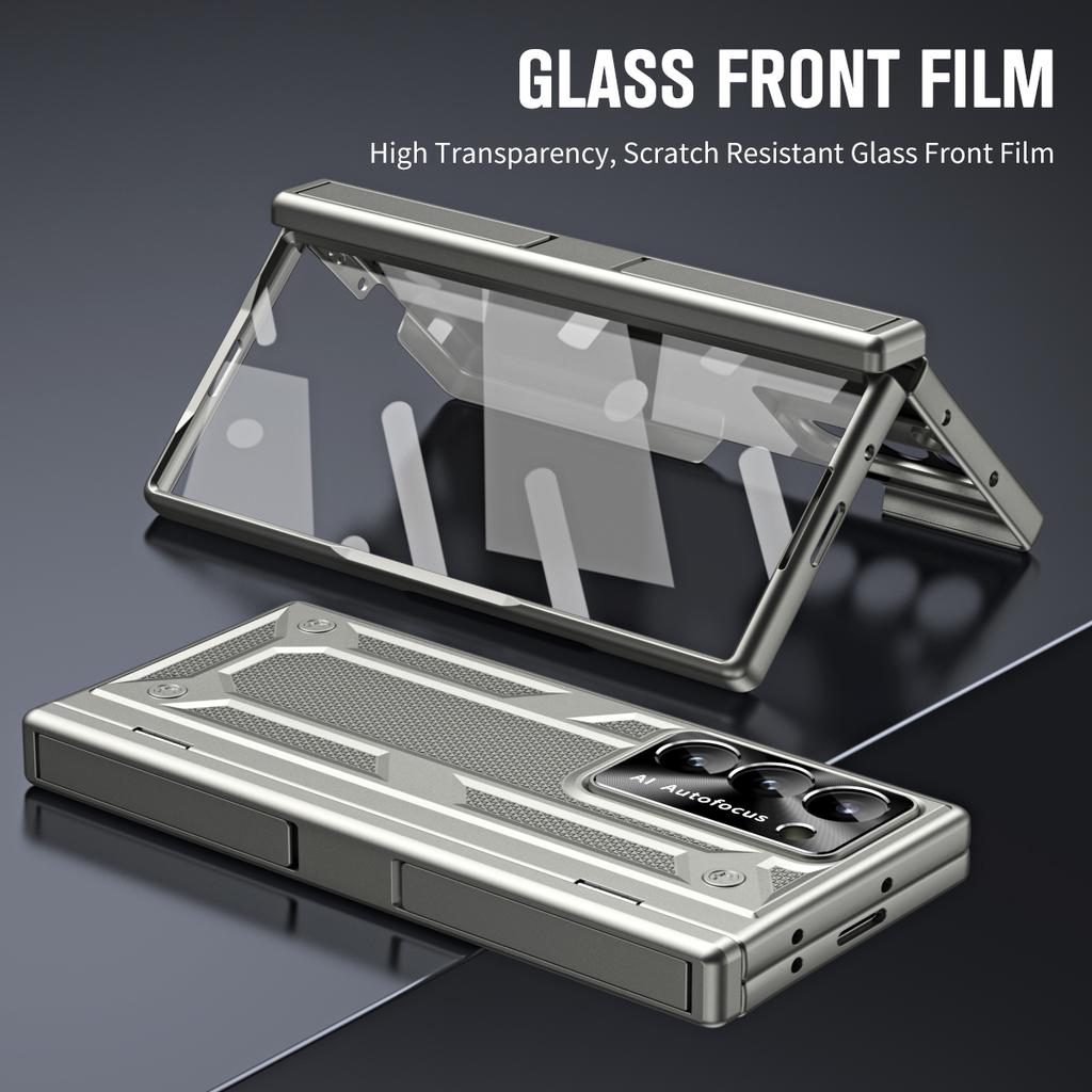 Double Stand for Samsung Galaxy Z Fold 6 Case Glass Film Spring Hinge Lens 360 Protection Cover Transparent Mental Shockproof