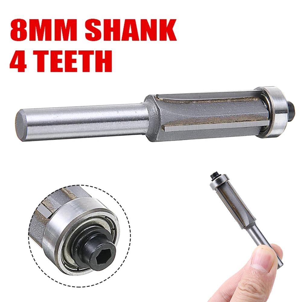 Double Bearing Flush Trim Router Bit with 8mm Shank for Woodworking Anti Kickback Design and Enclosed Lubricated Bearing