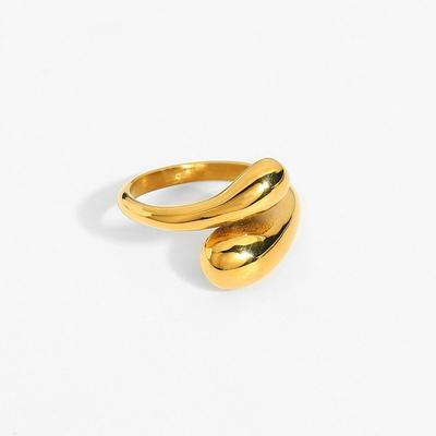 Gold Plated  Stainless Steel Chunky Rings For Women Adjustable Cross Open Rings Jewelry Accessories