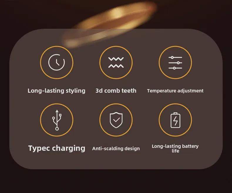 Mini Wireless Hair Comb & Curler: Gentle, Ionic Heat-Free Styling for Effortless, Safe Straightening & Curling