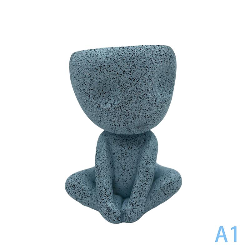 Luminous Face Planter Pot Head Flower Pot Cute Resin Succulent Planter Flowerpot With Drain Hole For House Office Decor