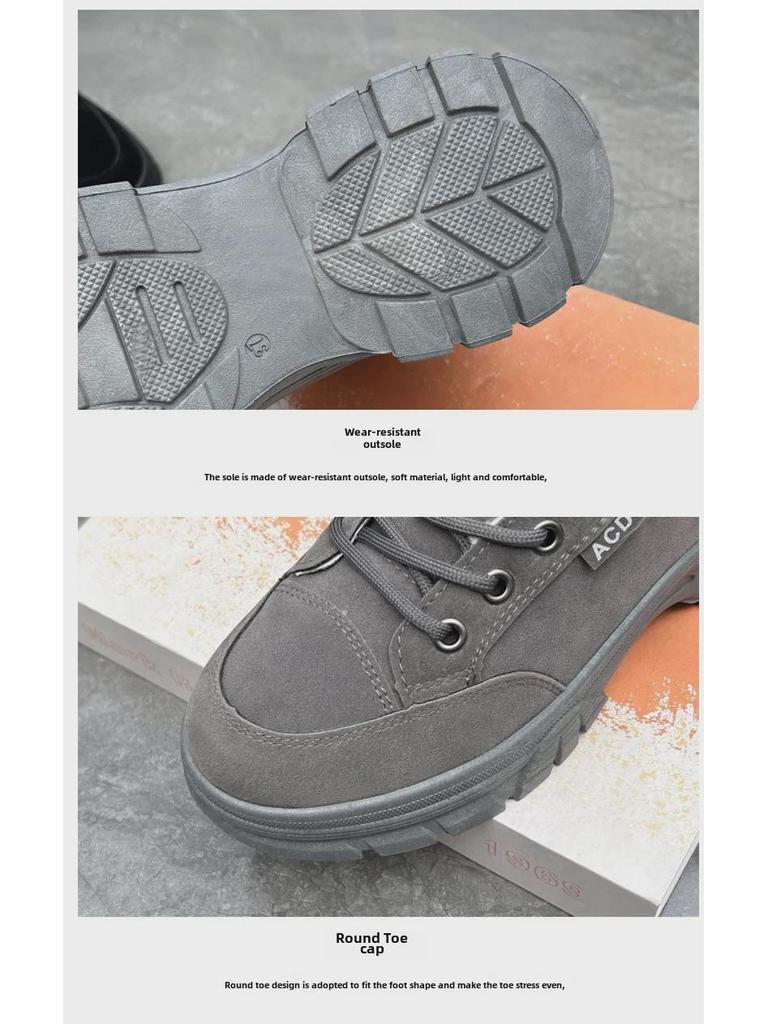 Damen Winter Wildleder Martin Stiefel - Runde Zehenpartie, Dicke Sohle, Samtfutter, Schnallendetail, Mid-Calf Stil