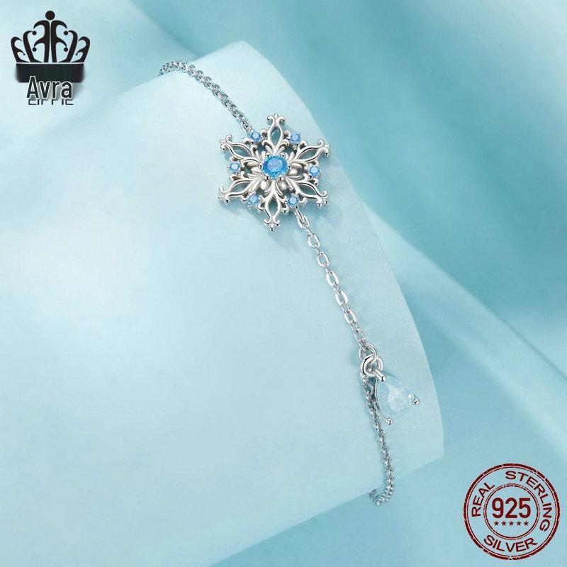 Everlove Sterling Silver Zircon Snowflake Bracelet - Adjustable Women's Christmas Jewelry