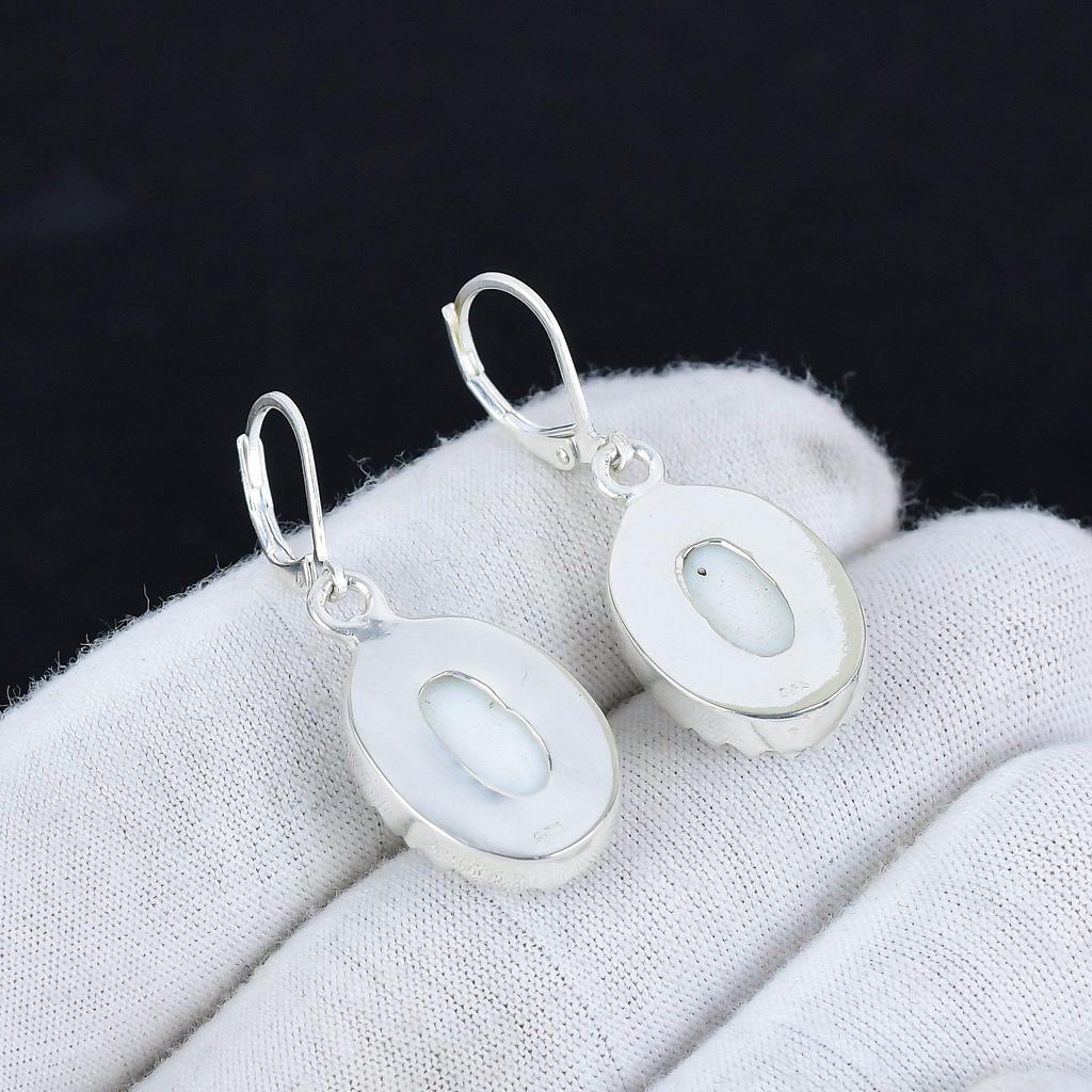 Natural White Coral Gemstone 925 Sterling Silver Earring, Boho Silver Jewelry Dangle Earrings, Gifts For Birthday Gifts For Her