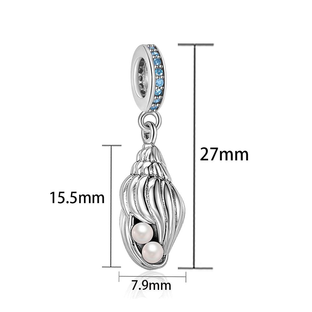 

S925 Silver Ocean Pearl Conch Pendant Snake Chain Necklace DIY Handmade Beading Accessories