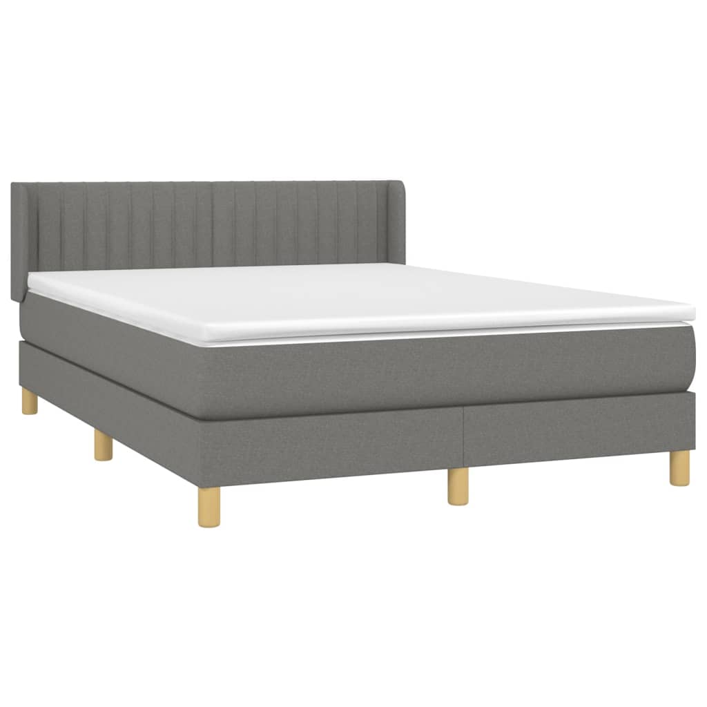 Box Spring Bed with Mattress Dark Gray 140 x 190 cm Fabric