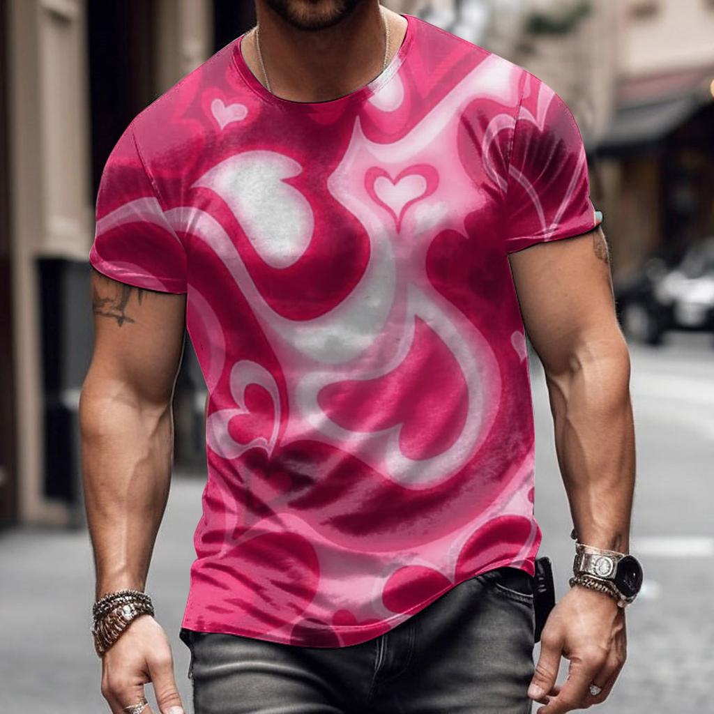 New Valentine's Day Colorful Love T Shirt 3D Print Men Women T-shirts Summer Round Neck Short Sleeve Tops Kids Tees Man Clothing