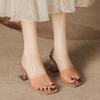 Fashion Women Transparent Crystal Heel Candy Color ZA High Heel Sandals Summer Outdoor Sliders Silver Fashion Shoes