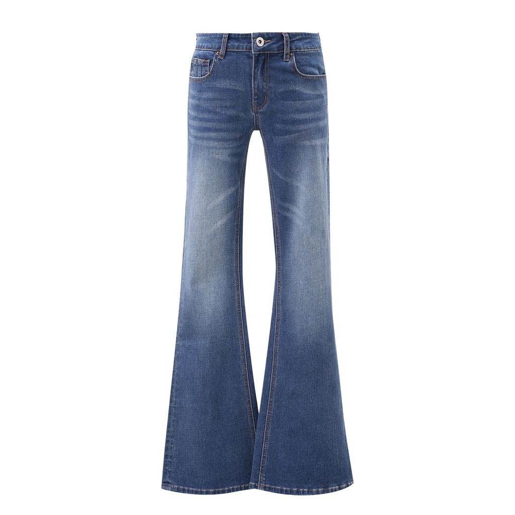 Spring Vintage Old Money Micro Flare Denim Pants For Women Casual Pants Oversize Denim Trousers