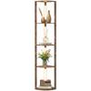 LED Floor Lamp with Shelves, 5-Stage Dimmable, 3 Brightness Levels, Foot Switch, Rustic Brown