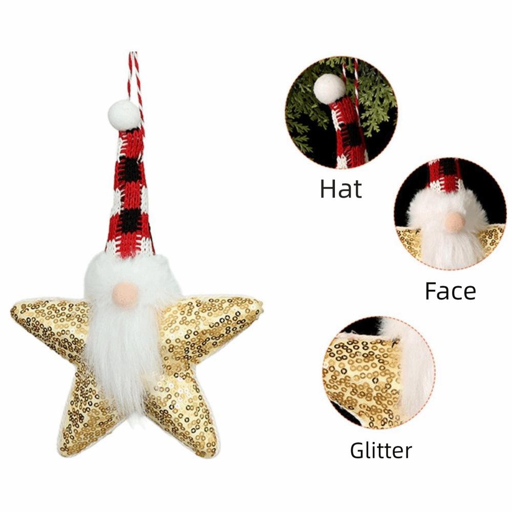 Sequined Fabric Christmas Gnome Ornament Hanging Star Gnome Decoration Christmas Tree Decor
