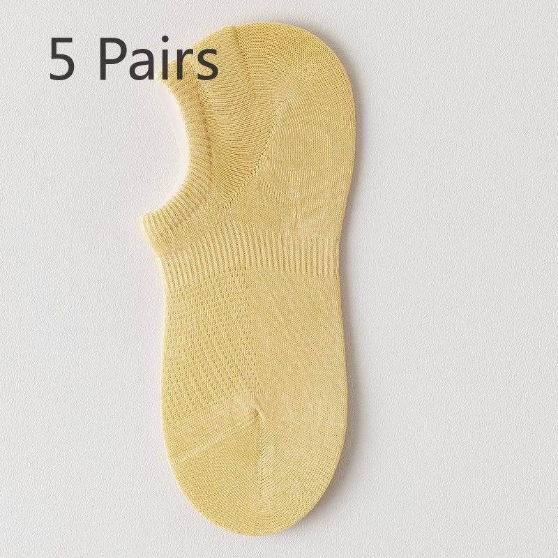 5 Paar Damen Kleine Frische Atmungsaktive Reiner Baumwolle Knochenlose Rutschfeste Unsichtbare Socken