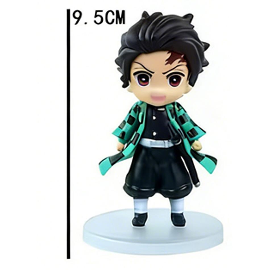 Demon Slayer 6 Pezzi 9cm Figure Chibi Tanjirou Nezuko Modello Anime Giocattolo Regalo di Natale Ornamento da Scrivania per Bambini