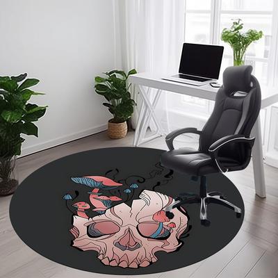 1 Stück Pilzschädel Büro Runder Teppich, Unter Bürostühlen Schlafzimmer Wohnzimmer Heimdekoration, Raumdeko