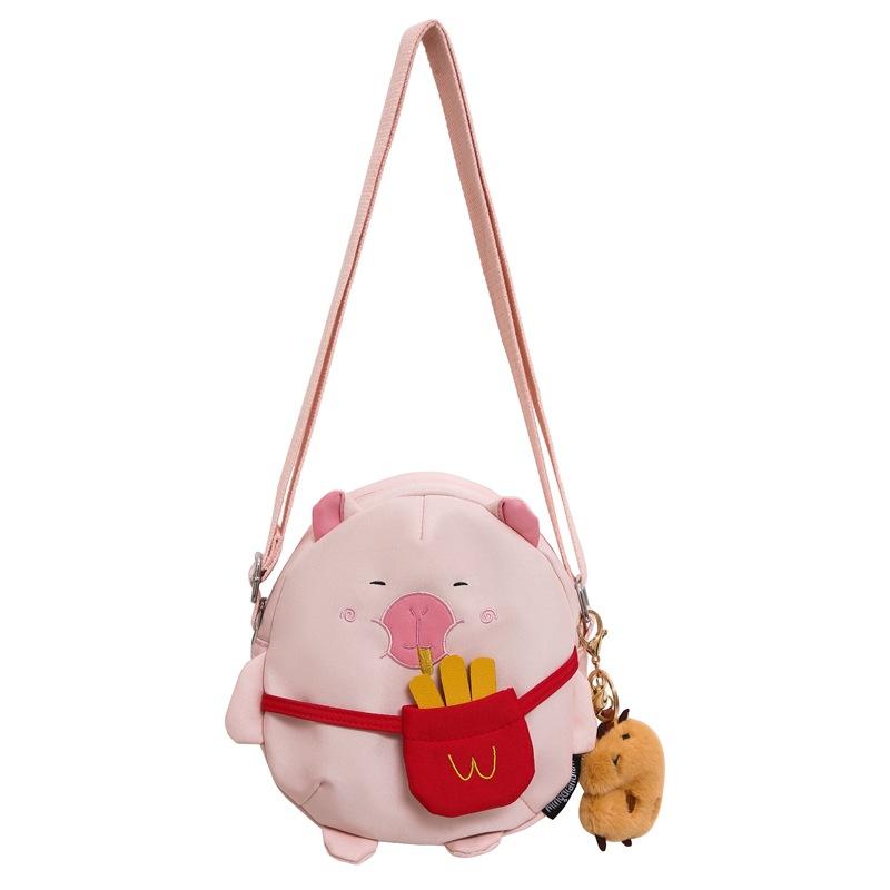 Super cute kapibara fun cartoon diagonal span bag girl heart cute water guinea pig small round bag girl storage backpack
