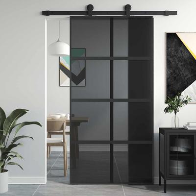 Vidaxl Sliding Door, Black, 102.5X205Cm, Tempered Glass Aluminum