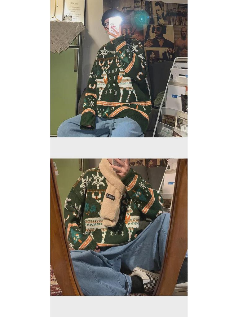 Jaquetas de Inverno para Casal em Estilo Coreano e Suéteres de Natal Aconchegantes