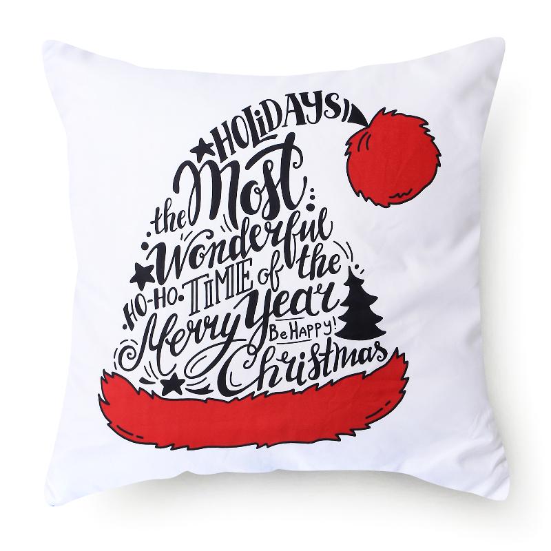 45x45cm Weihnachten Frohe Weihnachten Dekorativer Druck Muster Kissenbezug Zuhause Wohnzimmer Sofa Dekokissenbezug