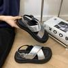 Silver platform casual word with sandals women's 2025 summer new fashion Internet celebrity viral trends Roman shoes
