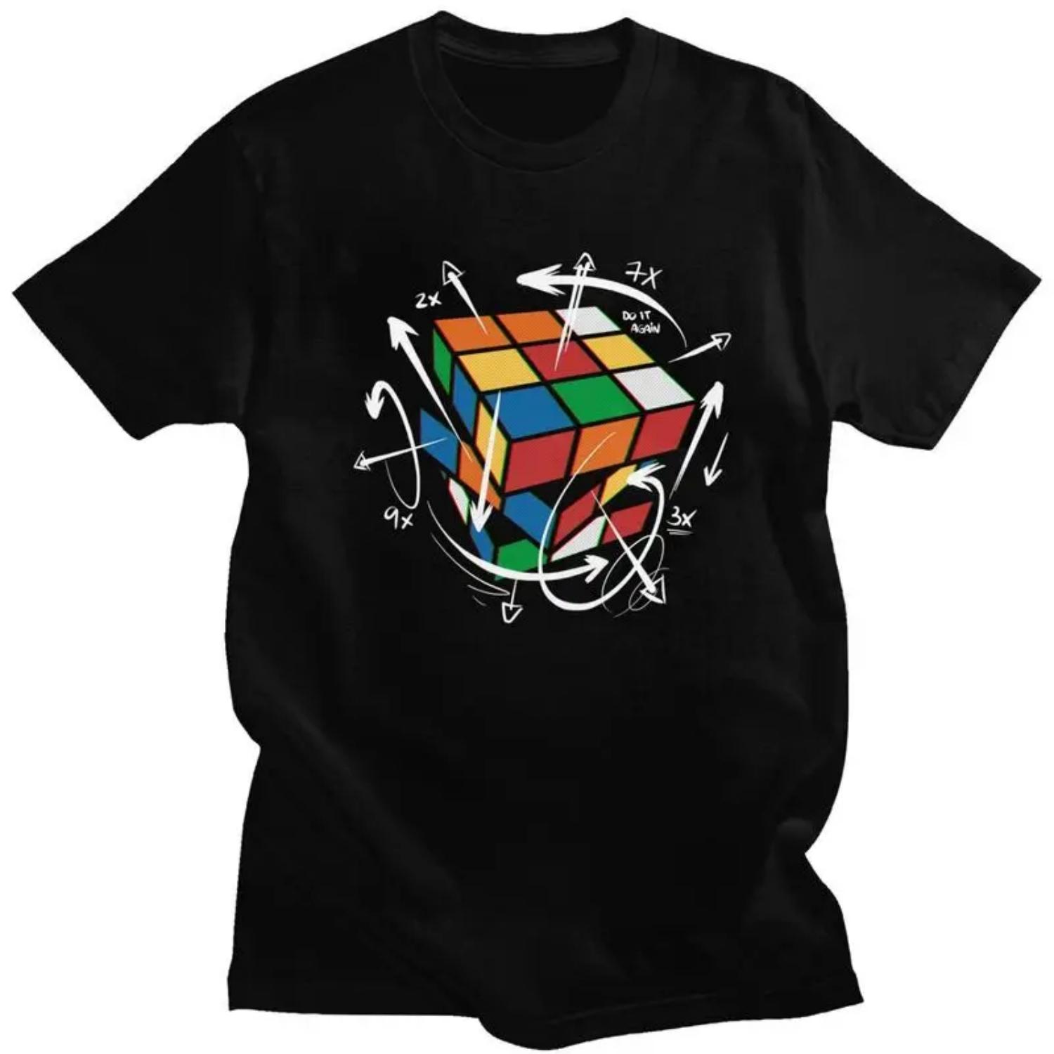 

Custom Rubix Rubiks Cube Math Formula T Shirt for Men Tshirt Casual Tees Geek Magic Gift T-shirt Slim Fit Clothing S чёрный