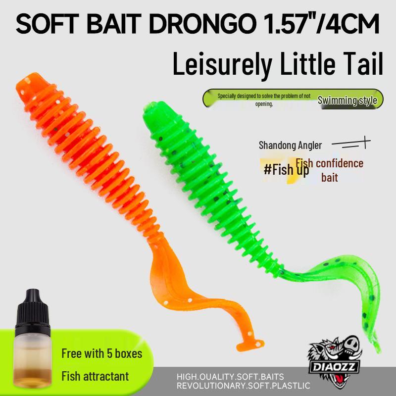 Black Pit Soft Worm Jig: Slow Tail Micro Lure for Bass  Mandarin Fish 4cm [15 pieces]