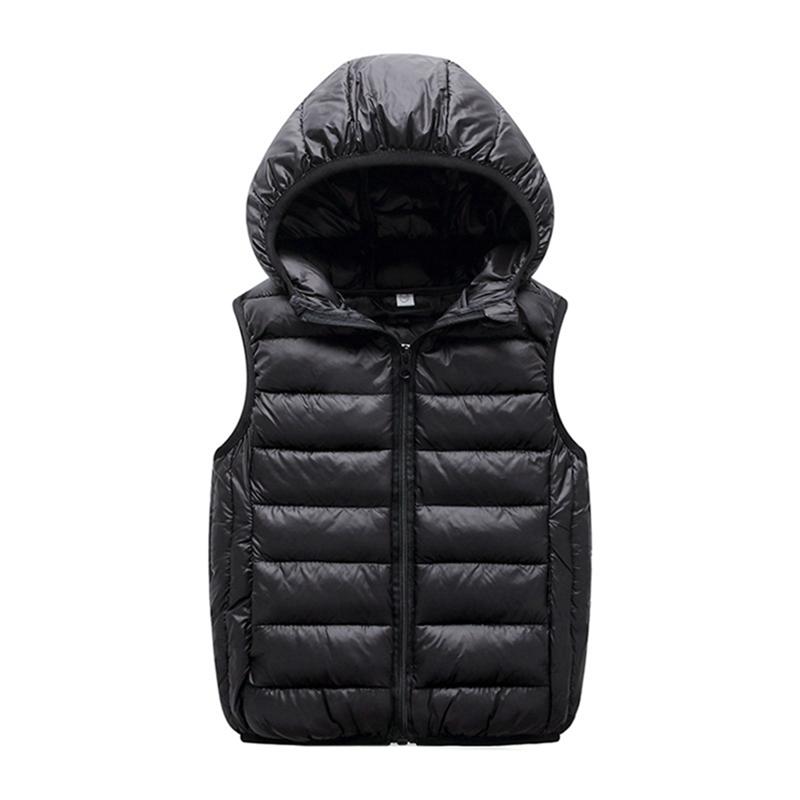 

3-14 Years Kids Winter Warm Hooded Vest Solid Color Sleeveless Zipper Top 150