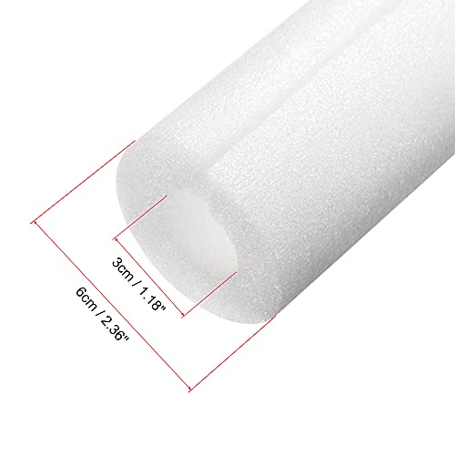 uxcell Foam Tube, 3 x 6 x 100cm, Hollow Polyethylene Pool Noodle Pipe Cover for Pipe Protection and Heat Retention, White, 1 Pack
