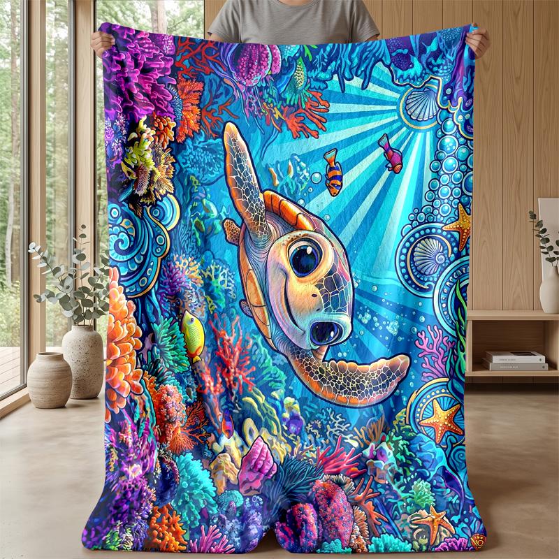 Underwater Fantasy World 2 Theme Blanket Lightweight Warm Flannel Blanket Decorative Throw Blanket for Home Decoration