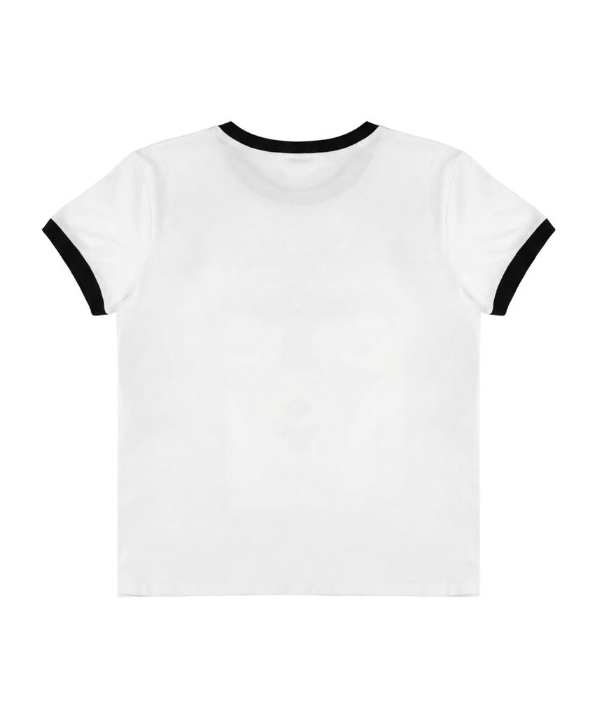 SAINTPAIN Sp Star Patchwork Crop Ringer T-Shirt White