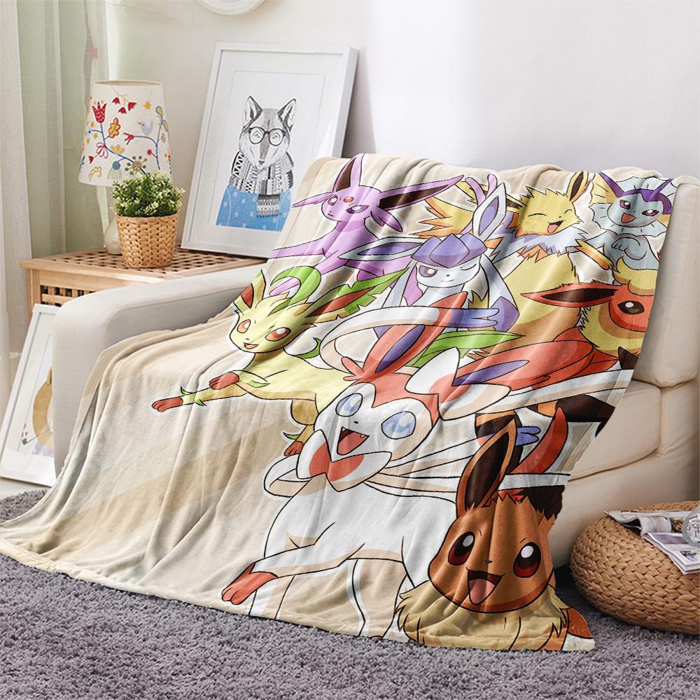 Pokémon Combination Print Flannel Blanket, High Quality Comfortable for All Seasons, Home Decor, Warmth and Comfort