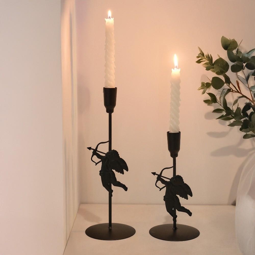 Romantic Elegant Tabletop Candle Holders Metal Cupid Love Candlestick Holder Home and Hotel Decoration Candle Stand