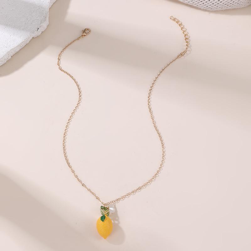 Gold-Plated 3D Fruit Pendant Necklace Suitable For Everyday Wear Birthday/Holiday Gift