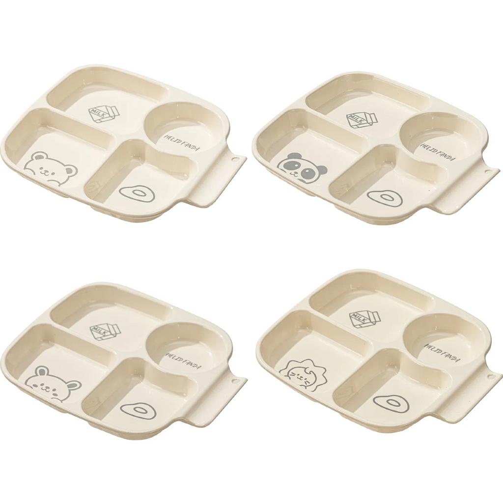 WORTHBUY Dessert Salad Plate With Compartment Stackable Dishes Square Plastic Dinner Plate Dishwasher Safe Student Kid Tableware