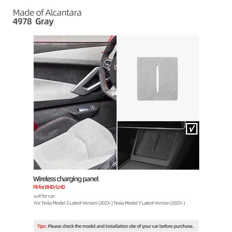 For Tesla 2018- Model 3 Highland Y Juniper Made of Alcantara Wireless Charge Panel Trim Sticker Cup Mat Car Interior Accessories