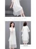 Women's Summer 2023 Silk Crepe A-line Dress: Mid-length, Solid Color, Loose Fit, Tummy-Covering, Fashionable and Elegant.