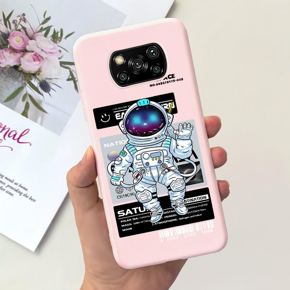 For Xiaomi Poco X3 Pro PocoX3 NFC Back Cover Case Astronaut Printing Cartoon Bumper Soft Matte Silicone For Poco X3 X3Pro Coques