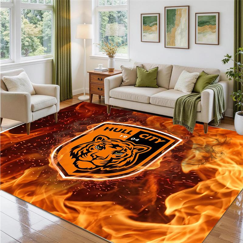 Hull City Fußball Design Kristall Samt Teppich Weiche Dekorative Matte für Schlafzimmer Eingang