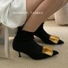 Pointed Toe Women Ankle Boots Suede Fashion Heeled Shoes Dress Luxury Woman Pumps 2025 Winter New Designer Elegant Mujer Botas