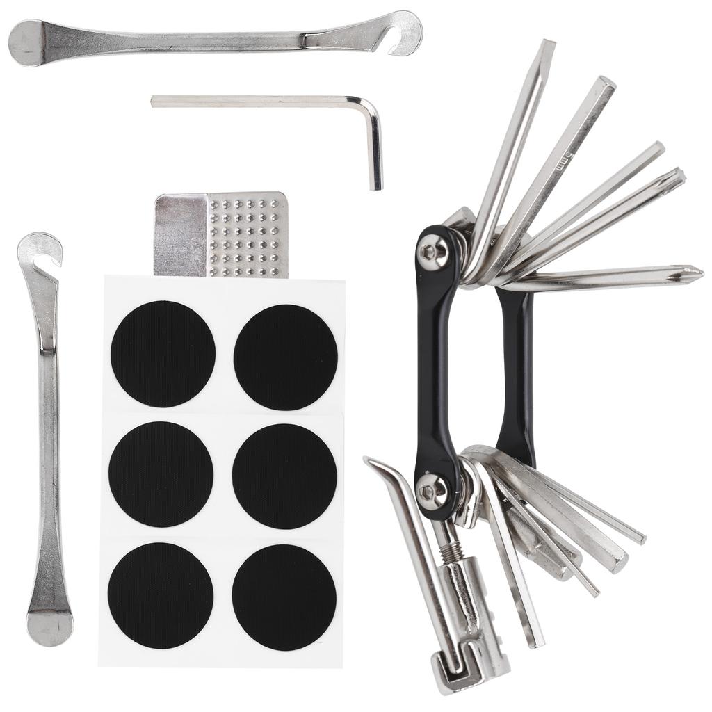 Fahrradreifen Reparaturset Tragbare Tasche Reifenheber 11 in 1 Multifunktions Fahrradwerkzeugtasche