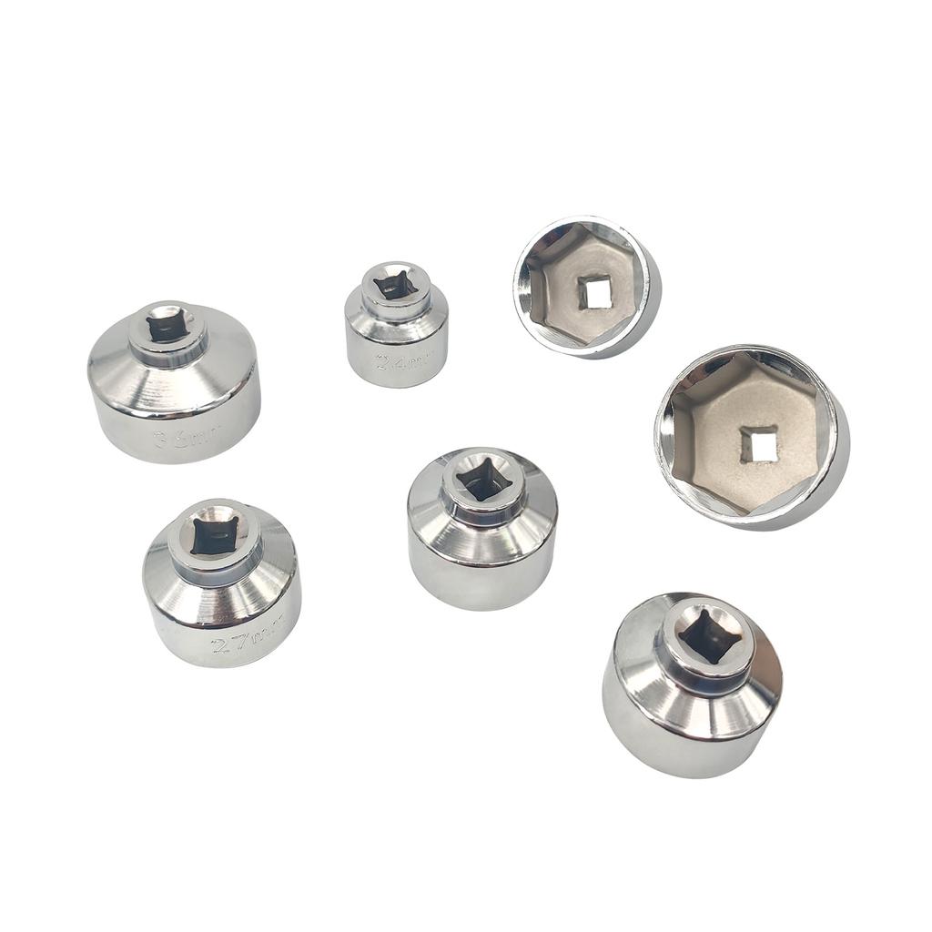 7 Pieces 3/8'' Oil Filter Cap Wrench Socket Set Tool Kit, 24 27 29 30 32 36 38mm Replacement for