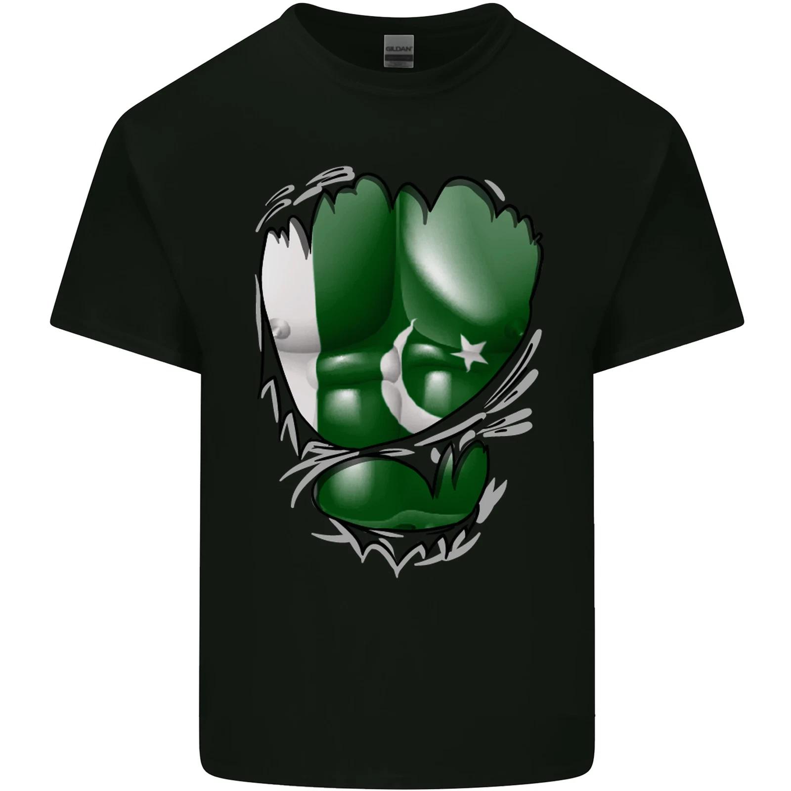 Gym The Pakistan Flag Ripped Muscles Effect Kids T-Shirt Childrens XL