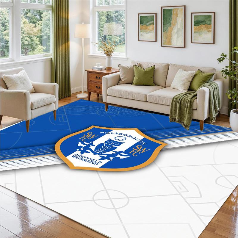 Sheffield Wednesday Design Crystal Velvet Rug Soft Decorative Mat for Bedroom Entrance