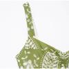 Printed Hollow Out Sling Women Dress Elegant Green Sleeveless Backless High Waist Dresses Female Summer Lady Beach Robe