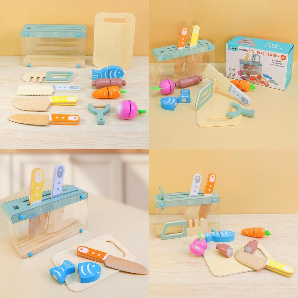 Kids Play Wooden Kitchen Set With Interactive Cutting Toys For Development Brain