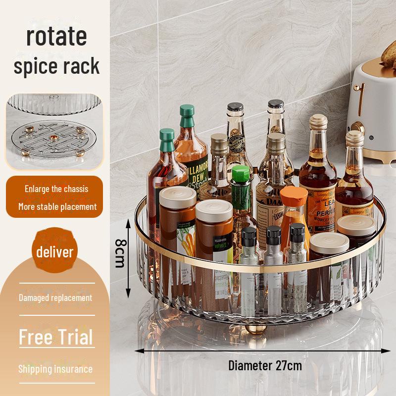 

Вращающаяся пластиковая подставка для специй и органайзер для косметики прозрачный