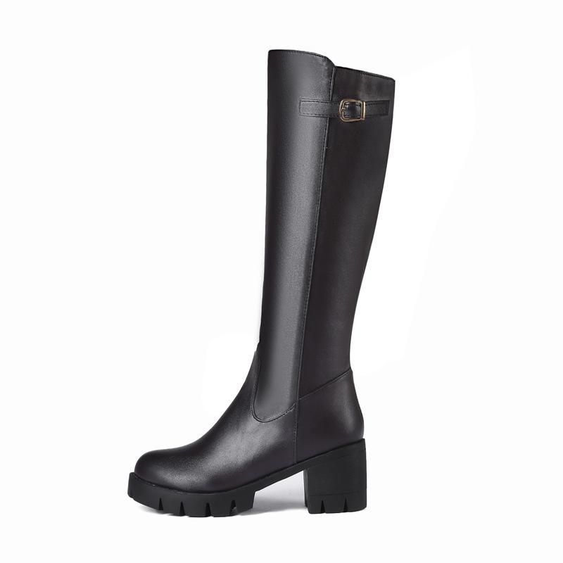 But knee thick heel middle heel fashion knight boots European and American cowboy style western boots tall large size