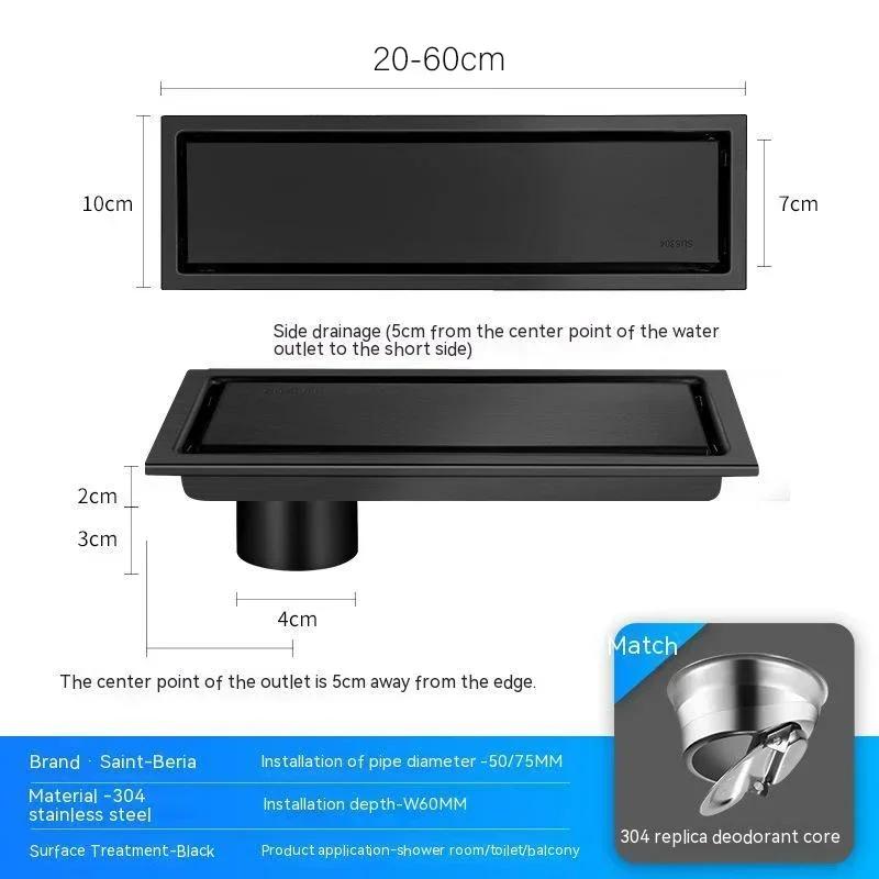 OK Invisible Floor Drain Hidden Extended Floor Drain Anti-Odor Shower Drain Bathroom Accessories Drainer