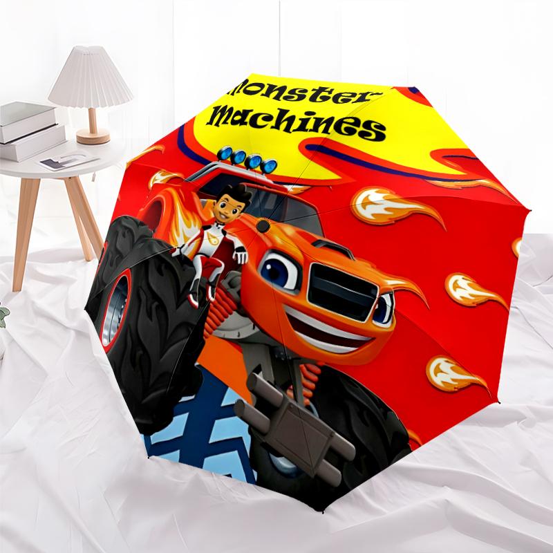 1pc Blaze and the Monster Machines (4) Umbrella, Sun Protection, And UV Shielding. It Has Eight Sturdy Ribs for Outdoor Use And Perfect Gift